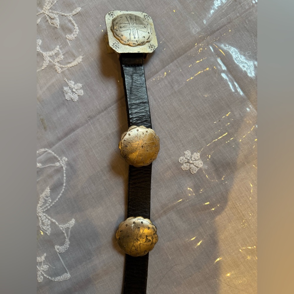 ❤️ RALPH LAUREN Black Leather Belt with Silver Accents - Picture 5 of 16